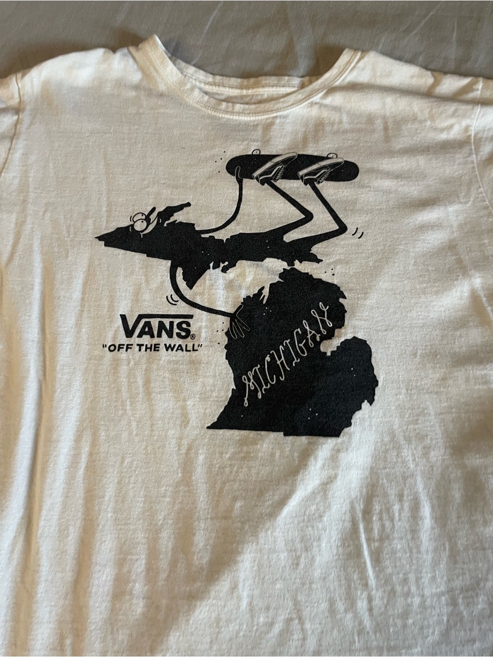 Vans White Short Sleeve Michigan Skate Graphic Tee - Black Print
